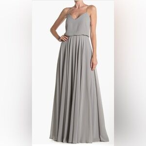 Elegant Silver Gray Chiffon Maxi Dress | Size 2 | NWT